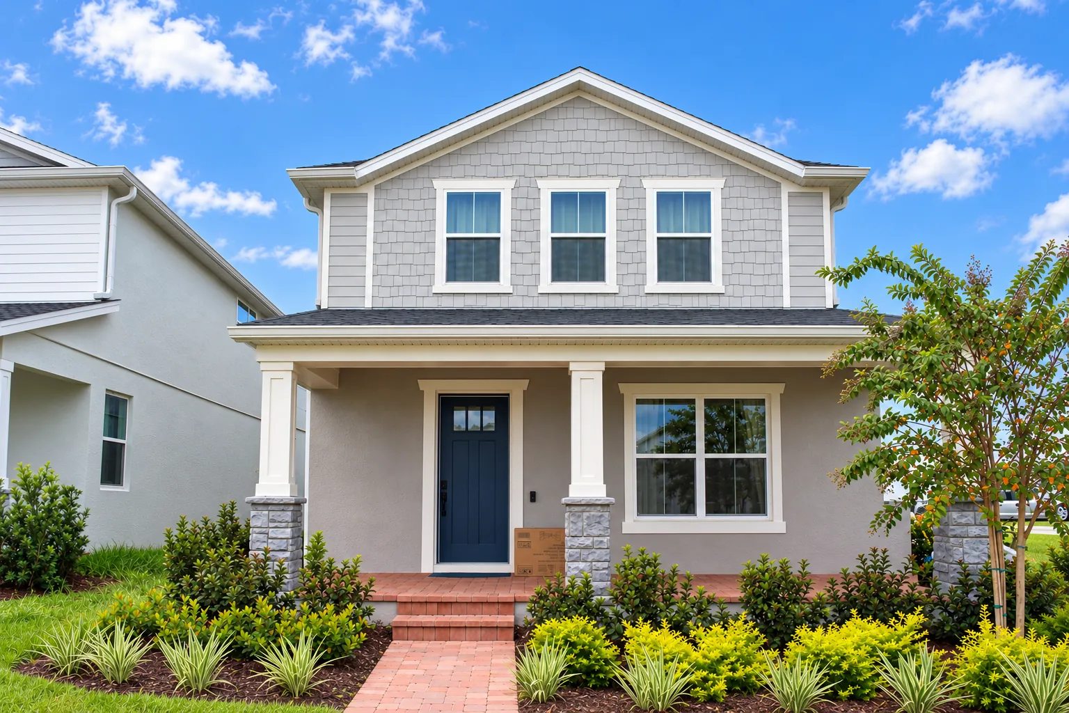 Front porch with white seamless gutters in Apopka, FL